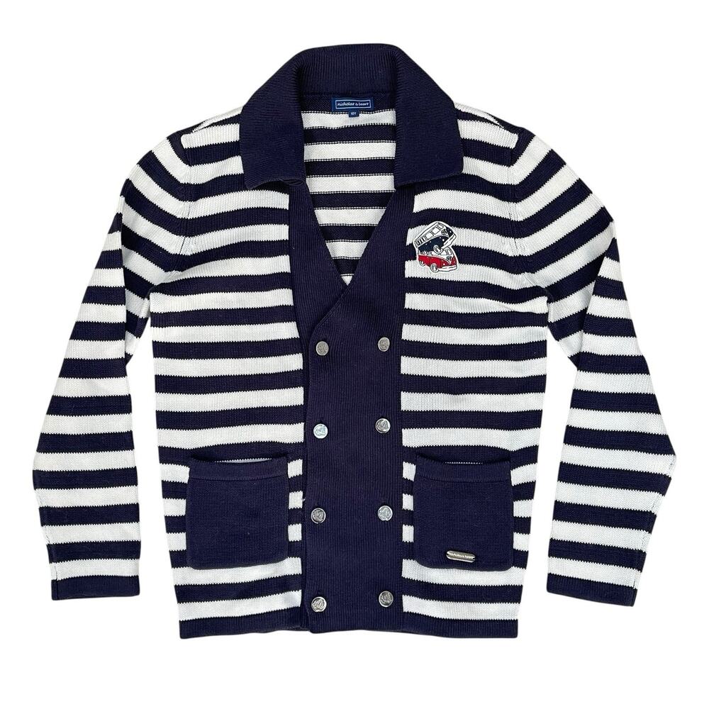 Nicholas & Bears Nautical Striped Cotton Cardigan Size 10 Y Navy & White